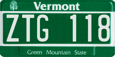 VT license plate ZTG118