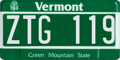 VT license plate ZTG119