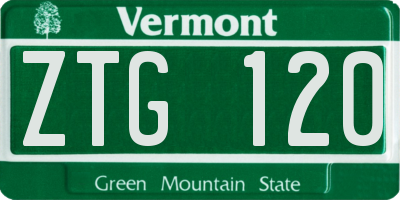 VT license plate ZTG120