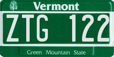 VT license plate ZTG122