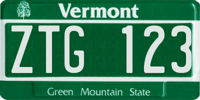 VT license plate ZTG123
