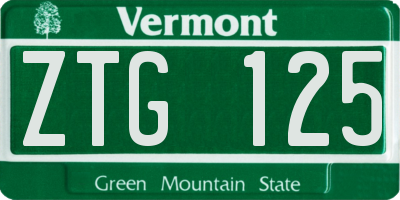 VT license plate ZTG125
