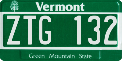 VT license plate ZTG132