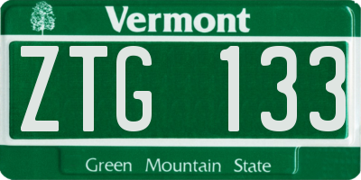 VT license plate ZTG133