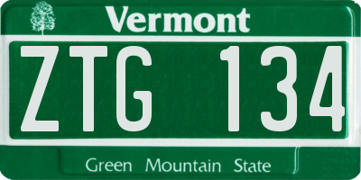 VT license plate ZTG134
