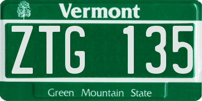 VT license plate ZTG135