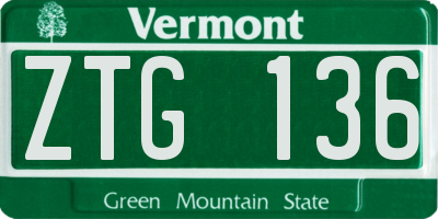 VT license plate ZTG136