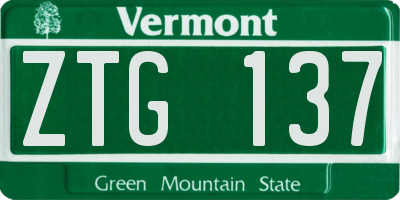 VT license plate ZTG137