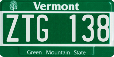 VT license plate ZTG138