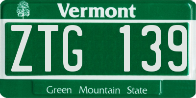 VT license plate ZTG139