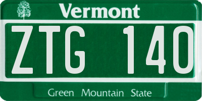 VT license plate ZTG140