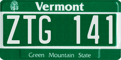 VT license plate ZTG141