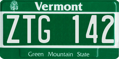 VT license plate ZTG142