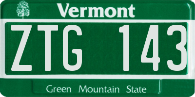 VT license plate ZTG143
