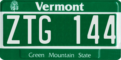 VT license plate ZTG144