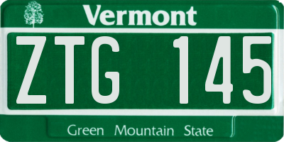 VT license plate ZTG145