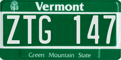 VT license plate ZTG147
