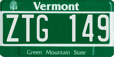 VT license plate ZTG149