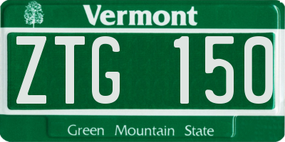 VT license plate ZTG150