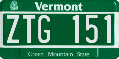VT license plate ZTG151
