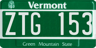 VT license plate ZTG153