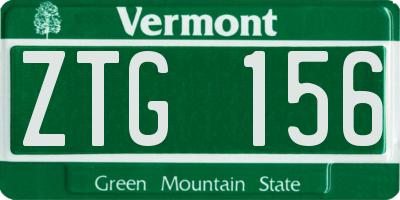 VT license plate ZTG156