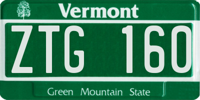 VT license plate ZTG160