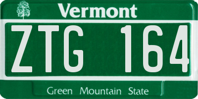 VT license plate ZTG164