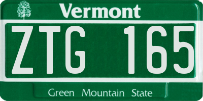VT license plate ZTG165