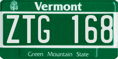 VT license plate ZTG168