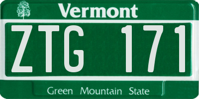 VT license plate ZTG171