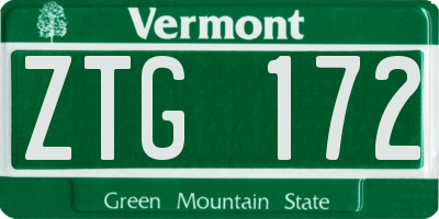 VT license plate ZTG172