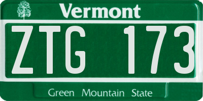VT license plate ZTG173