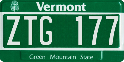 VT license plate ZTG177