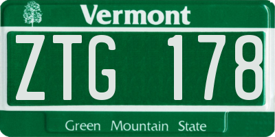 VT license plate ZTG178