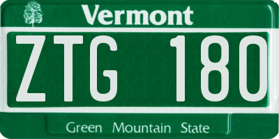 VT license plate ZTG180