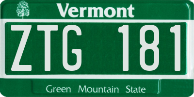 VT license plate ZTG181