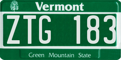 VT license plate ZTG183