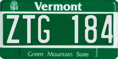 VT license plate ZTG184