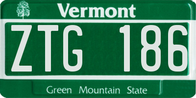 VT license plate ZTG186