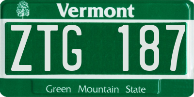 VT license plate ZTG187