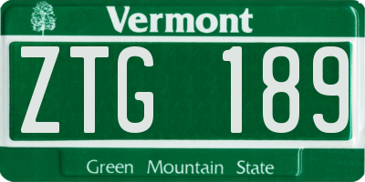 VT license plate ZTG189