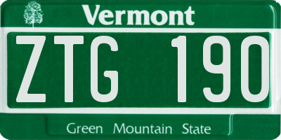 VT license plate ZTG190