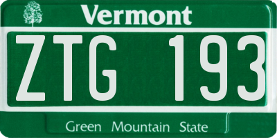 VT license plate ZTG193