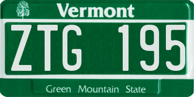 VT license plate ZTG195