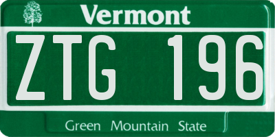 VT license plate ZTG196