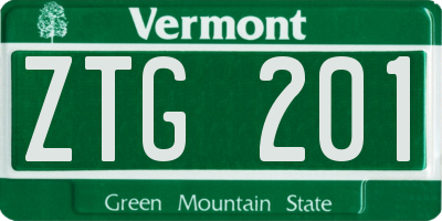 VT license plate ZTG201