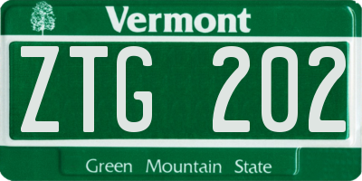 VT license plate ZTG202