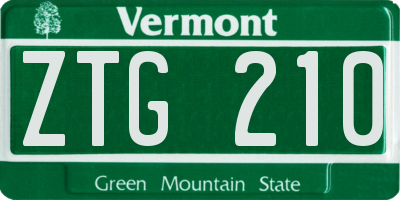 VT license plate ZTG210