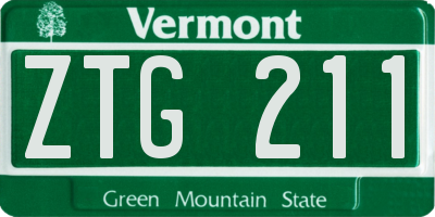 VT license plate ZTG211